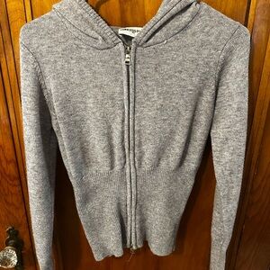 Princess Polly Gray Zip-Up Hooded Knit Sweater